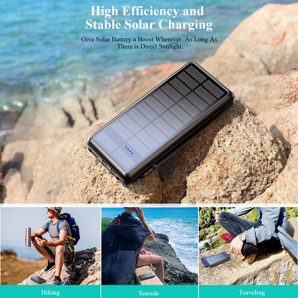 Solar Power Bank with Dual-Wire Charging for Every Adventure
