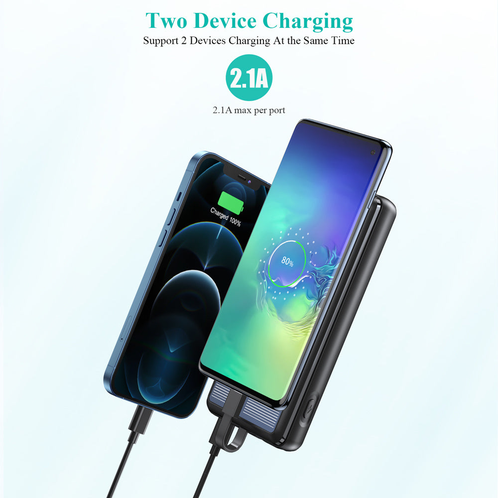 Solar Power Bank with Dual-Wire Charging for Every Adventure